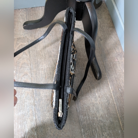 Chico's Beaded Animal Print Purse Shoulder Handbag - Picture 9 of 13